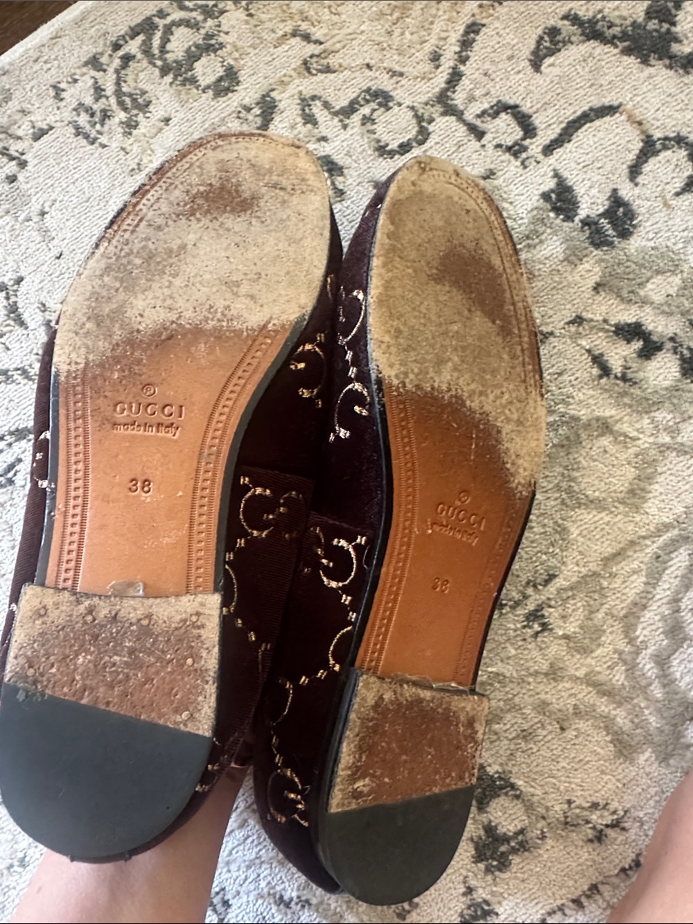 Gucci Women's Brown Velvet Horsebit Loafers - Picture 3 of 6